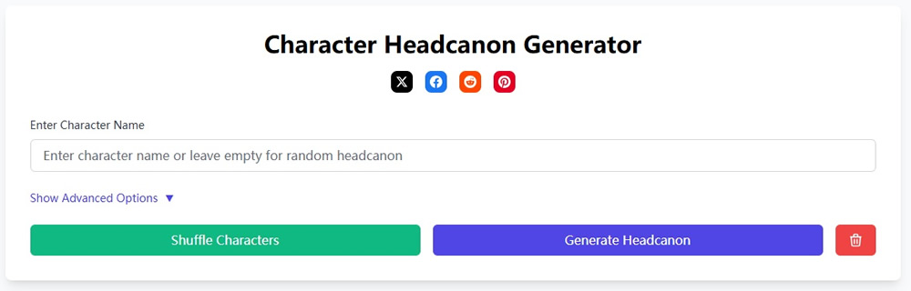 Spark your imagination and build unique character backstories effortlessly using the characters headcanon generator.